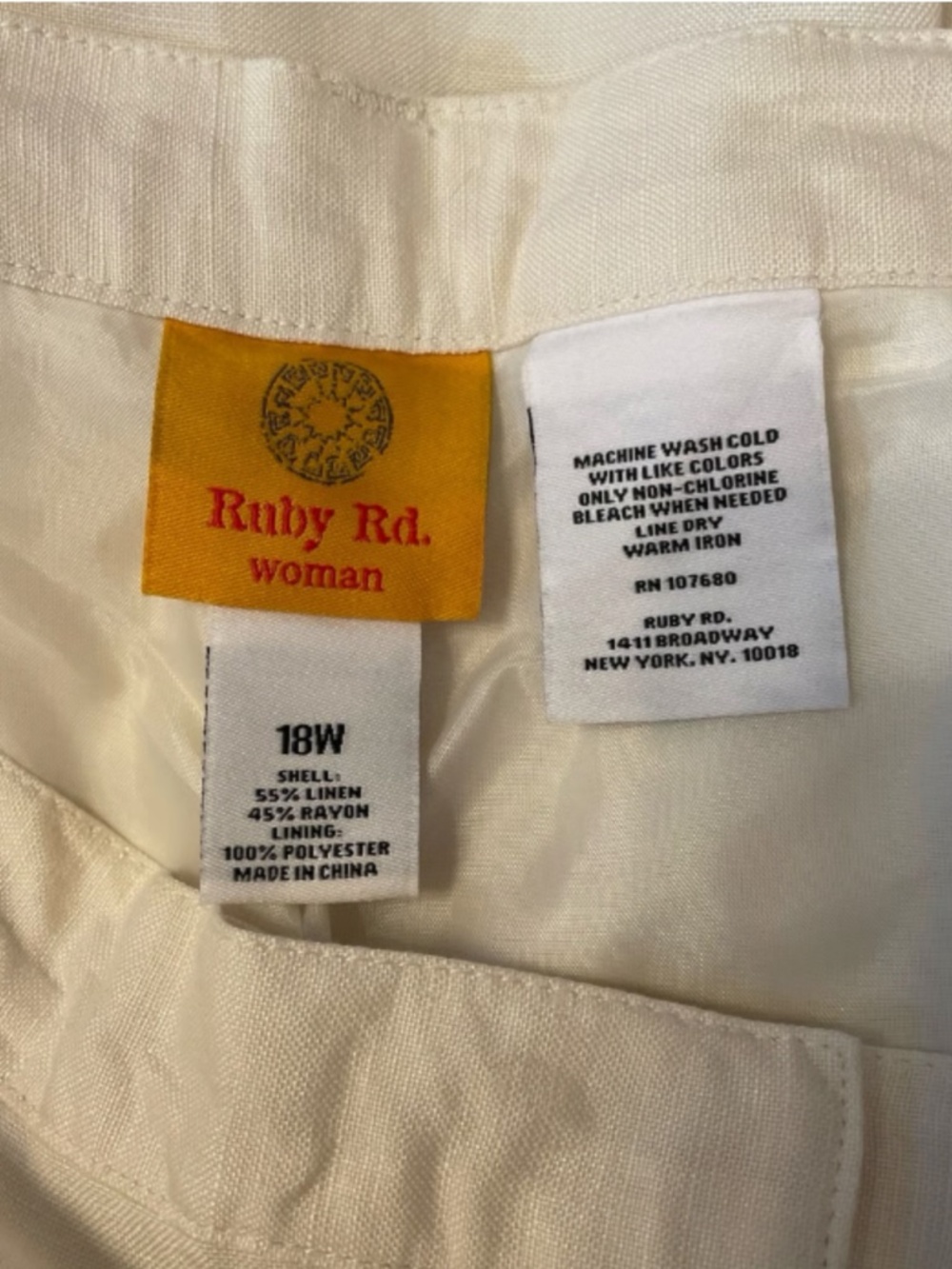 Ruby Rd. Cream Straight-Leg Cropped Pants with Button Hem - Picture 3 of 3